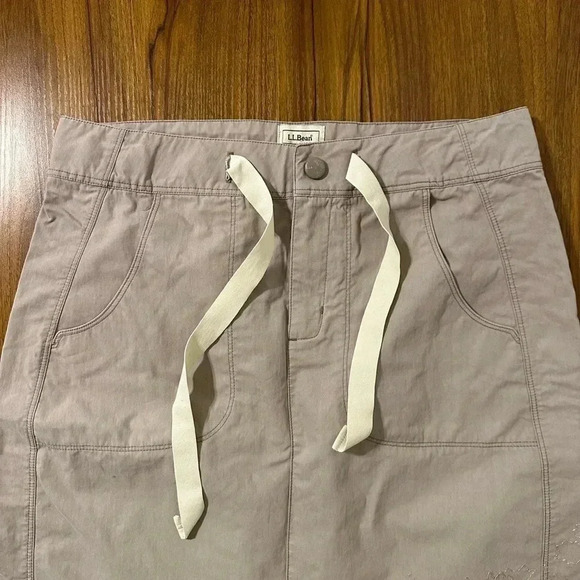 L.L BEAN Tan Khaki Adjustable Waist Casual Skirt Size 4 - Picture 9 of 11